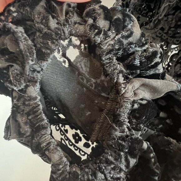 Rococo Sand Black Sade Mini Dress Size Large Velvet Burnout Smocked Bodice NWT - Picture 10 of 16